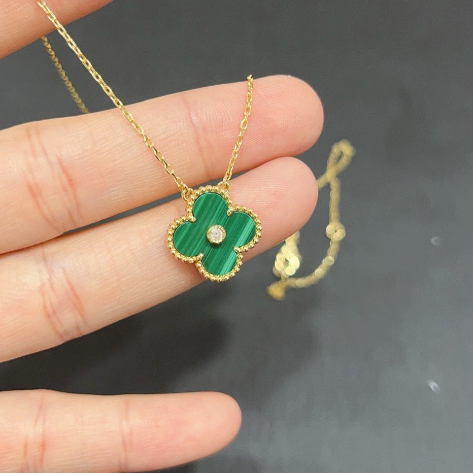 [⭐Shinejoy]CLOVER 15MM DIAMOND TURQUOISE NECKLACE