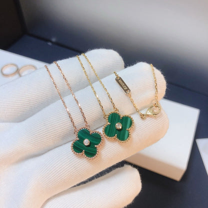 [⭐Shinejoy]CLOVER 15MM DIAMOND TURQUOISE NECKLACE