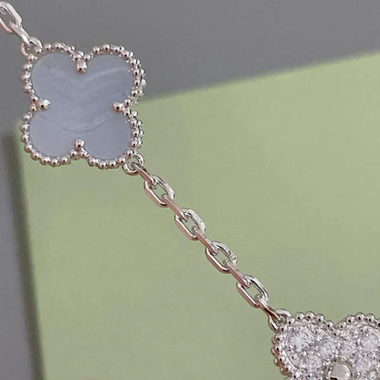 [⭐Shinejoy] CLOVER 5 MOTIF PURPLE CHALCEDONY BRACELET COLLECTION