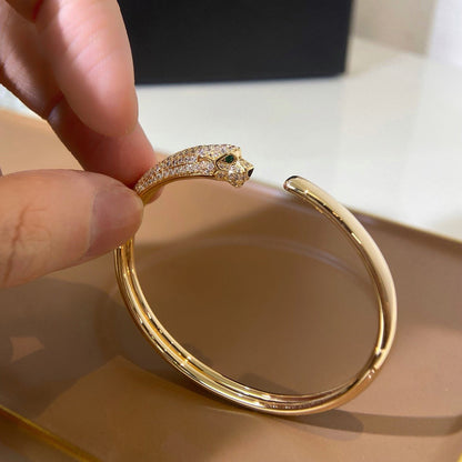 [⭐Shinejoy]パンテール ドゥ カルティエ ブレスレット、ハーフダイヤモンド、オープンタイプ