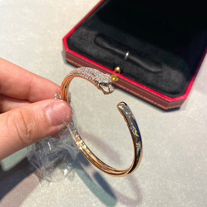 [⭐Shinejoy]パンテール ドゥ カルティエ ブレスレット、ハーフダイヤモンド、オープンタイプ