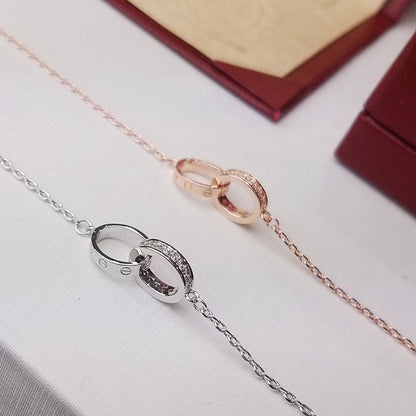 [⭐Shinejoy]LOVE ダブルリング ハーフダイヤモンド ブレスレット