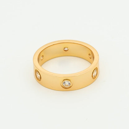 [⭐Shinejoy]LOVE リング 5.5MM 6ダイヤモンド ピンクゴールド