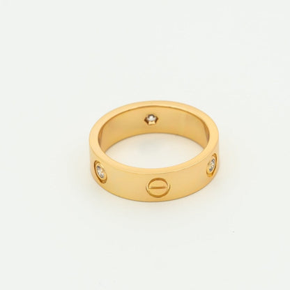 [⭐Shinejoy]LOVE リング 5.5MM 3ダイヤモンド ピンクゴールド