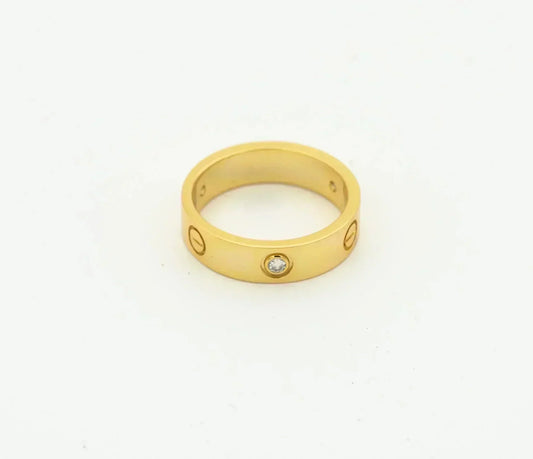 [⭐Shinejoy]LOVE リング 4MM 1ダイヤモンド ゴールド