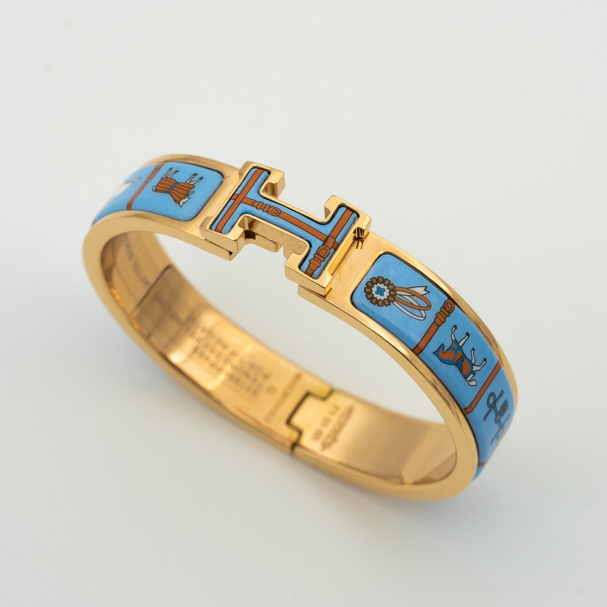 [⭐Shinejoy]H PINK GOLD BRACELET BLUE CERAMIC