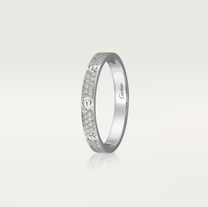 [⭐Shinejoy]LOVE RING 幅2.6mm フルダイヤモンドリング シルバー