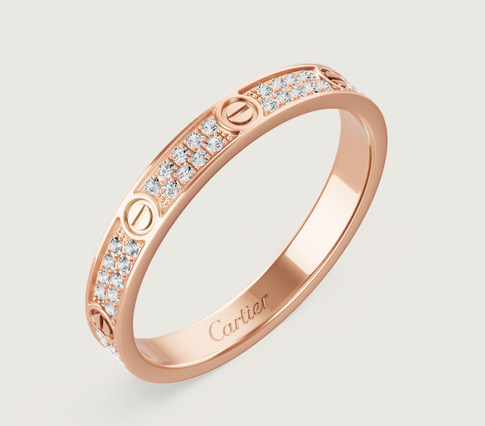 [⭐Shinejoy]LOVE RING 2.6mm幅 フルダイヤモンドリング ローズゴールド