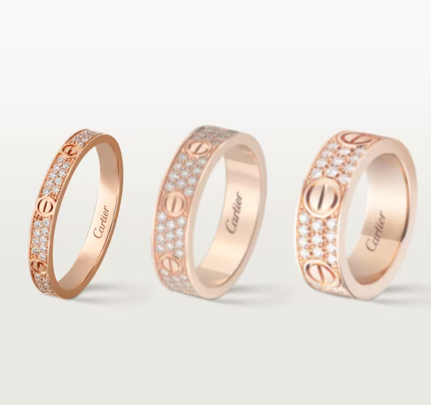 [⭐Shinejoy]LOVE RING 2.6mm幅 フルダイヤモンドリング ローズゴールド