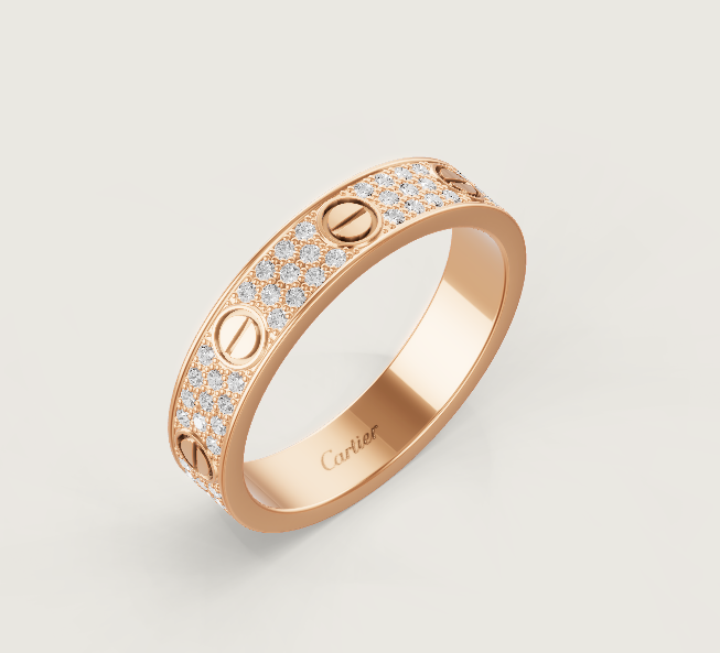 [⭐Shinejoy]LOVE RING 4mm幅 フルダイヤモンドリング ローズゴールド