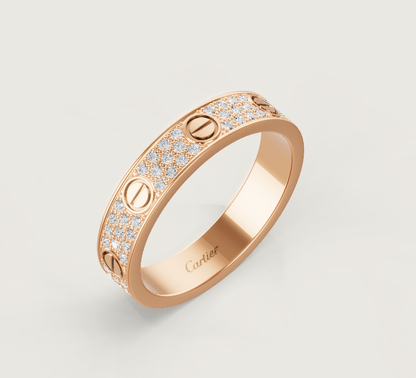 [⭐Shinejoy]LOVE RING 4mm幅 フルダイヤモンドリング ローズゴールド