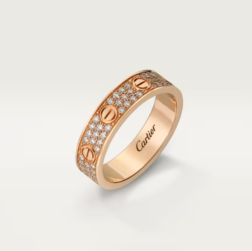 [⭐Shinejoy]LOVE RING 4mm幅 フルダイヤモンドリング ローズゴールド