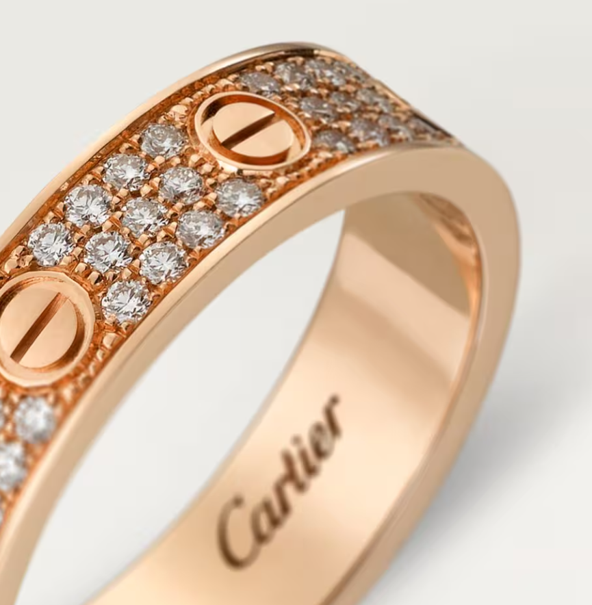 [⭐Shinejoy]LOVE RING 4mm幅 フルダイヤモンドリング ローズゴールド