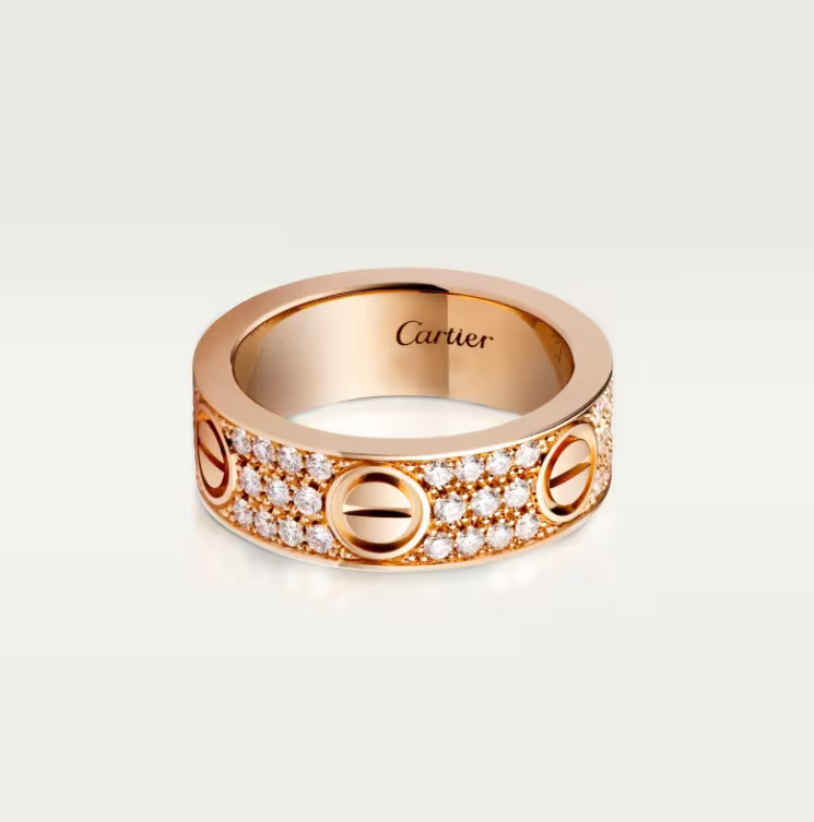 [⭐Shinejoy]LOVE RING 6.5mm幅 フルダイヤモンドリング ローズゴールド