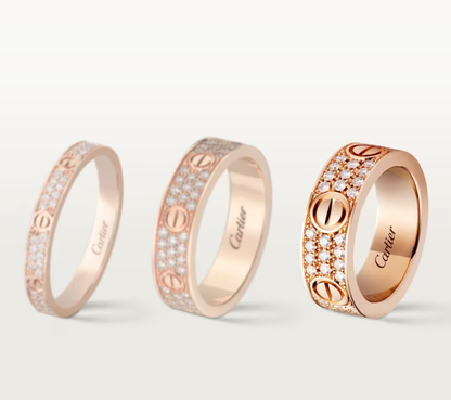 [⭐Shinejoy]LOVE RING 6.5mm幅 フルダイヤモンドリング ローズゴールド