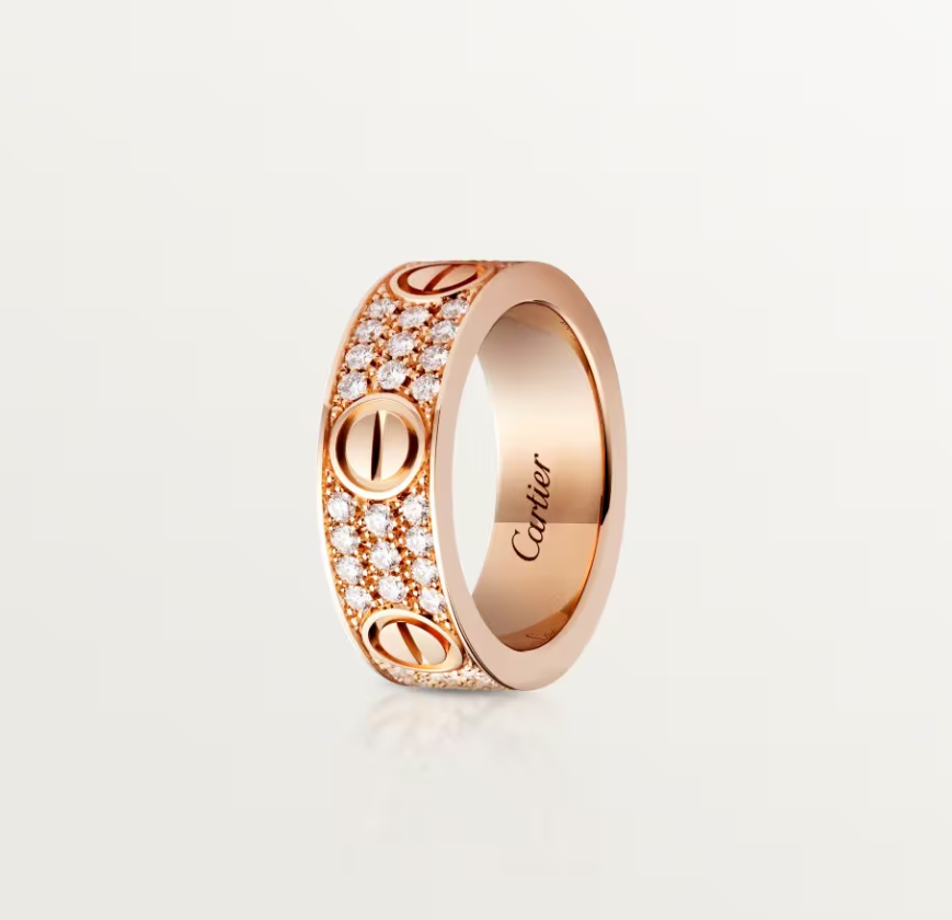 [⭐Shinejoy]LOVE RING 6.5mm幅 フルダイヤモンドリング ローズゴールド