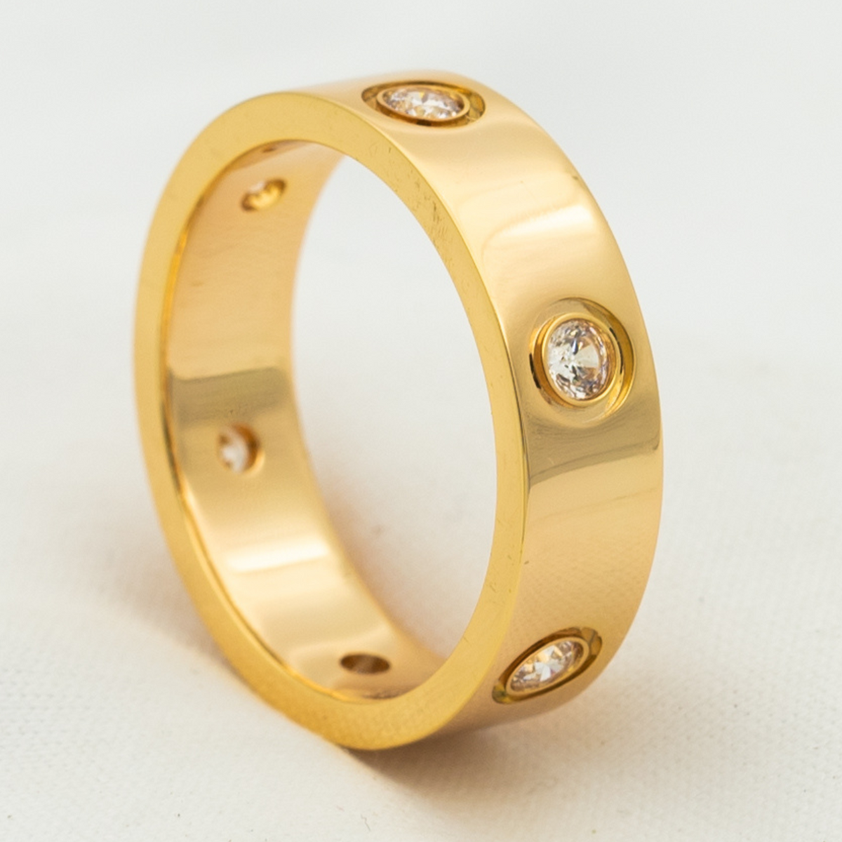 [⭐Shinejoy]LOVE リング 5.5MM 6ダイヤモンド ピンクゴールド