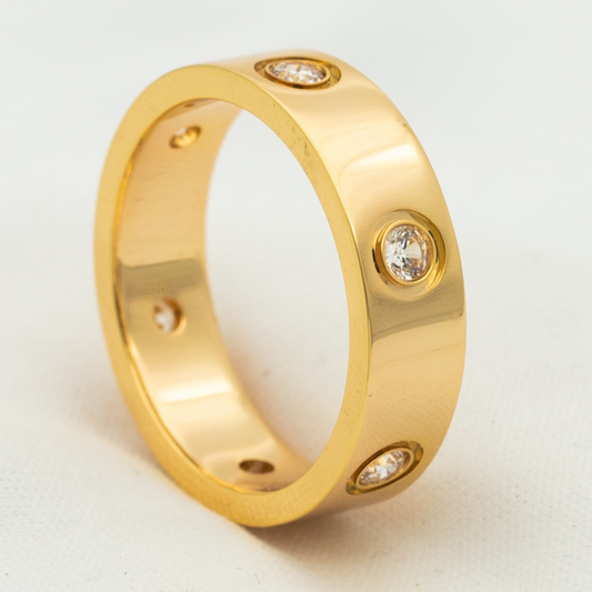 [⭐Shinejoy]LOVE リング 5.5MM 6ダイヤモンド ピンクゴールド