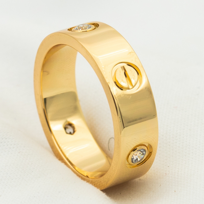 [⭐Shinejoy]LOVE リング 5.5MM 3ダイヤモンド ピンクゴールド