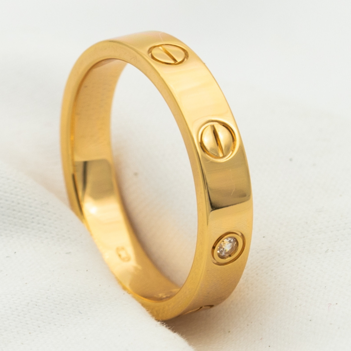 [⭐Shinejoy]LOVE RING 4MM 1 DIAMOND PINK GOLD
