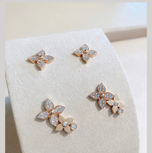 [⭐Shinejoy]スターブロッサム スタッドピアス ピンクゴールド ダイヤモンド