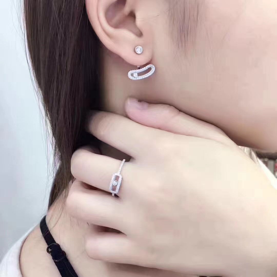 [⭐Shinejoy]ムーヴ ウノ シルバー ダイヤモンド ピアス