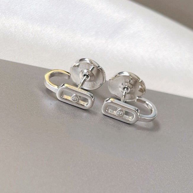 [⭐Shinejoy]CREOLES MOVE UNO MINI 1 DIAMOND EARRINGS