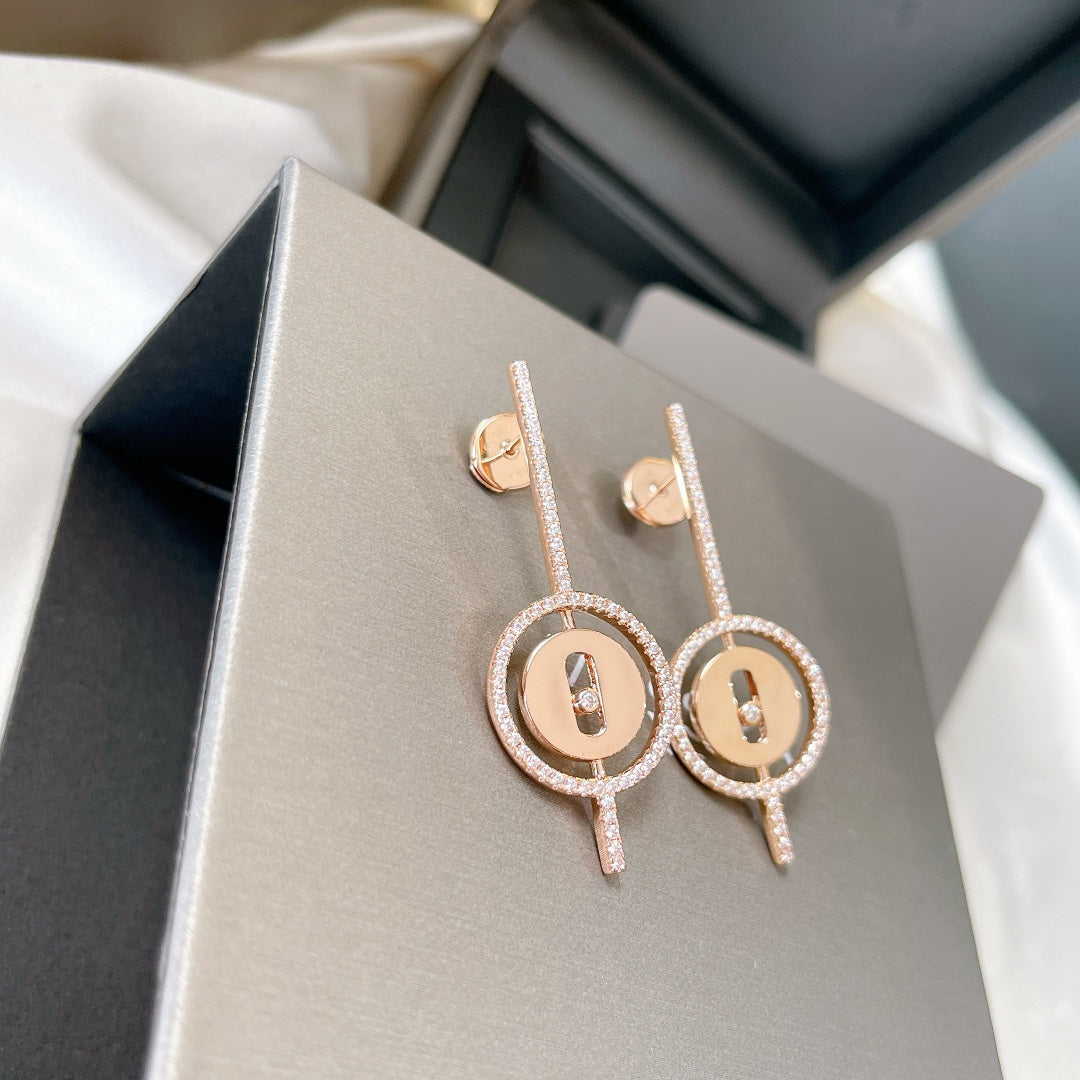 [⭐Shinejoy]デモ ムーヴ アロー ピンクゴールド ダイヤモンド ピアス