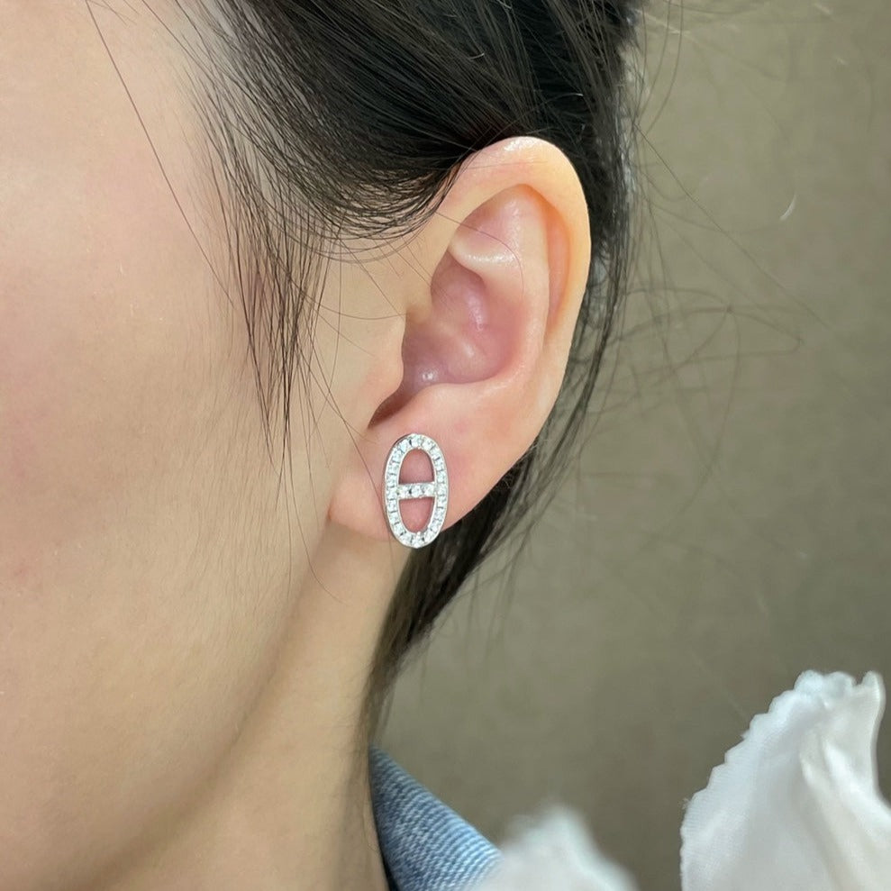 [⭐Shinejoy]HM フルダイヤモンド ピッグノーズ スタッドピアス