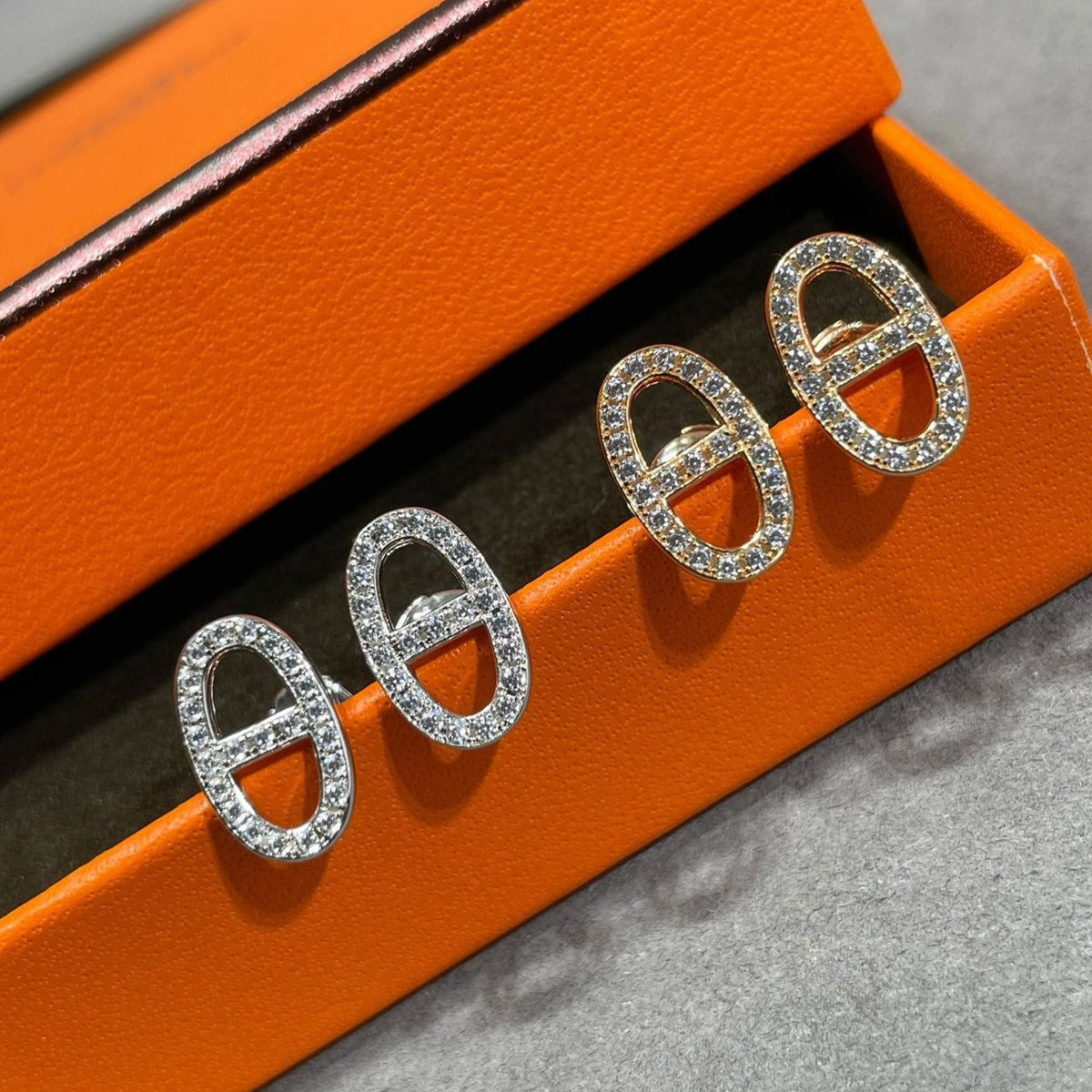 [⭐Shinejoy]HM フルダイヤモンド ピッグノーズ スタッドピアス