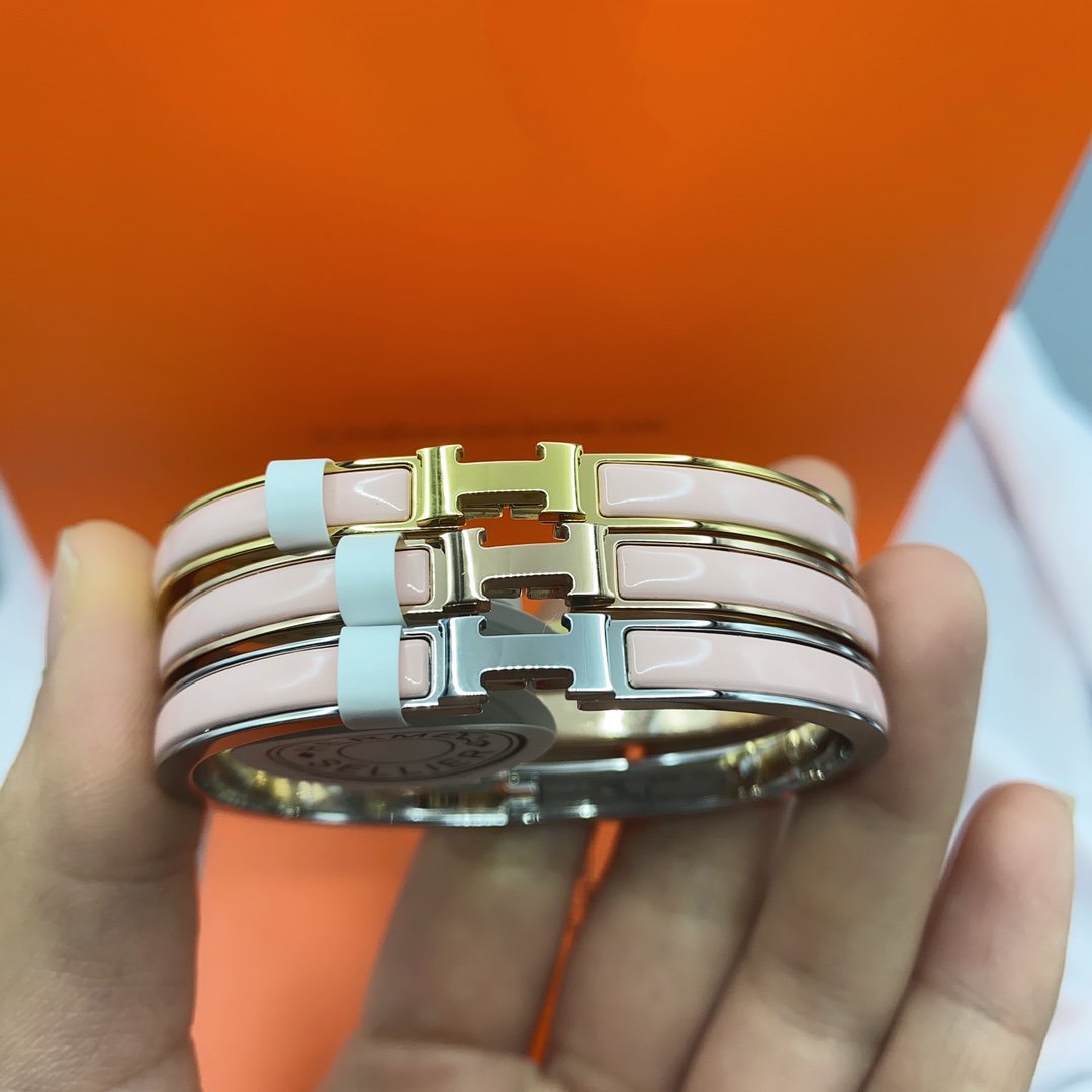 [⭐Shinejoy]クラシック HM クリック ピンク 8MM エナメルブレスレット