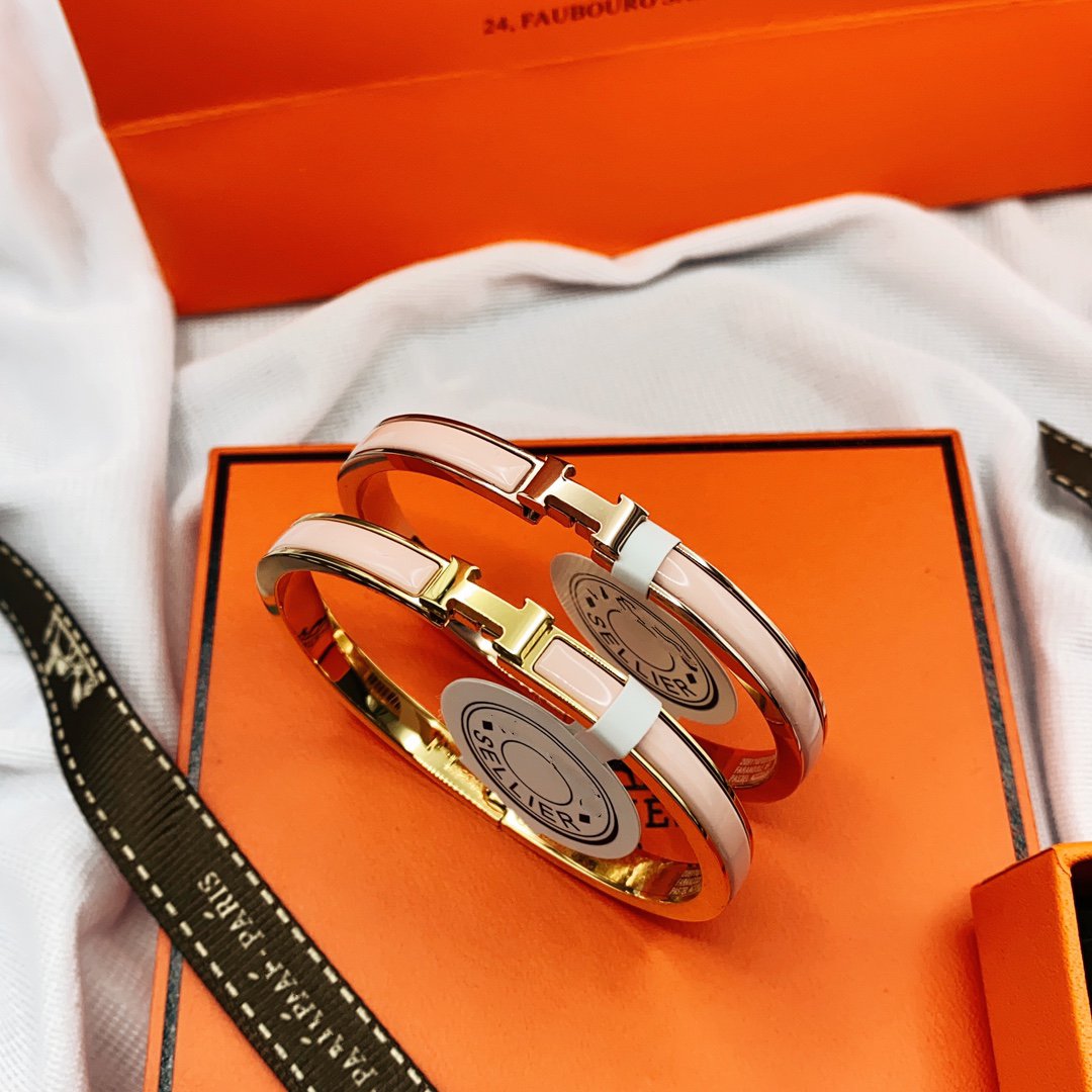 [⭐Shinejoy]クラシック HM クリック ピンク 8MM エナメルブレスレット
