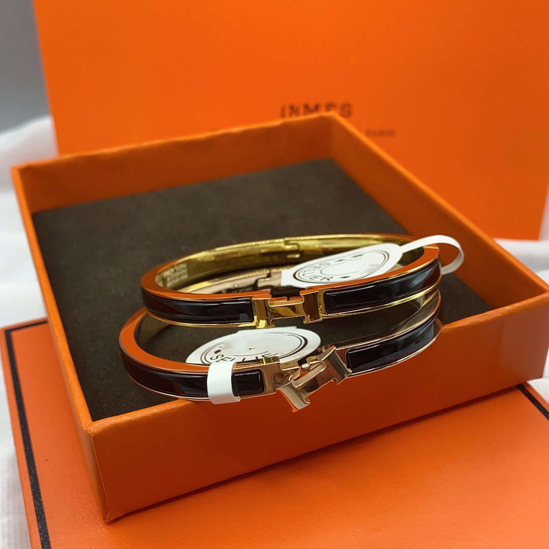 [⭐Shinejoy]CLASSIC HM CLIC BLACK 8MM ENAMEL BRACELET