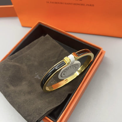 [⭐Shinejoy]CLASSIC HM CLIC BLACK 8MM ENAMEL BRACELET