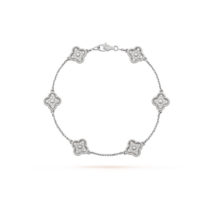 [⭐Shinejoy]CLOVER 6 MOTIF SILVER DIAMOND BRACELET