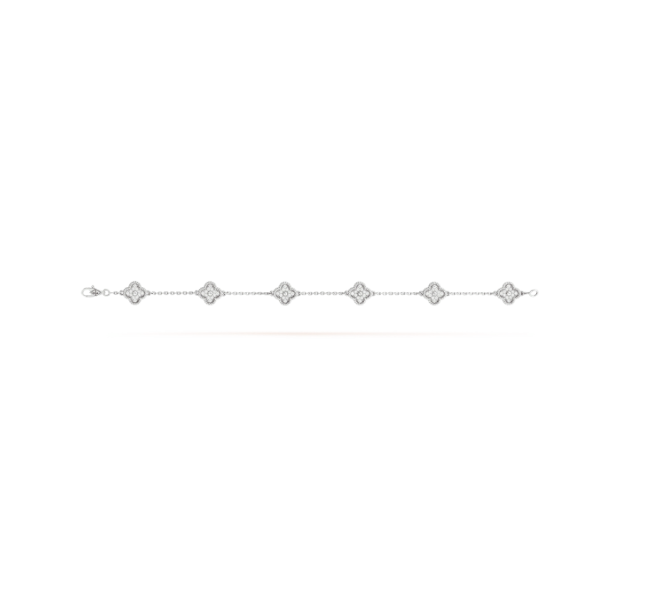 [⭐Shinejoy]CLOVER 6 MOTIF SILVER DIAMOND BRACELET