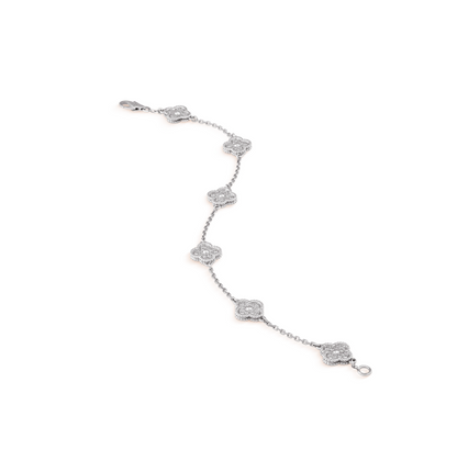 [⭐Shinejoy]CLOVER 6 MOTIF SILVER DIAMOND BRACELET