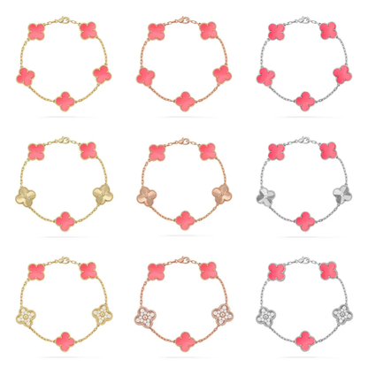 [⭐Shinejoy] CLOVER 5 MOTIFS PINK MOP ブレスレットコレクション
