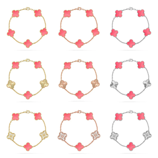 [⭐Shinejoy] CLOVER 5 MOTIFS PINK MOP ブレスレットコレクション