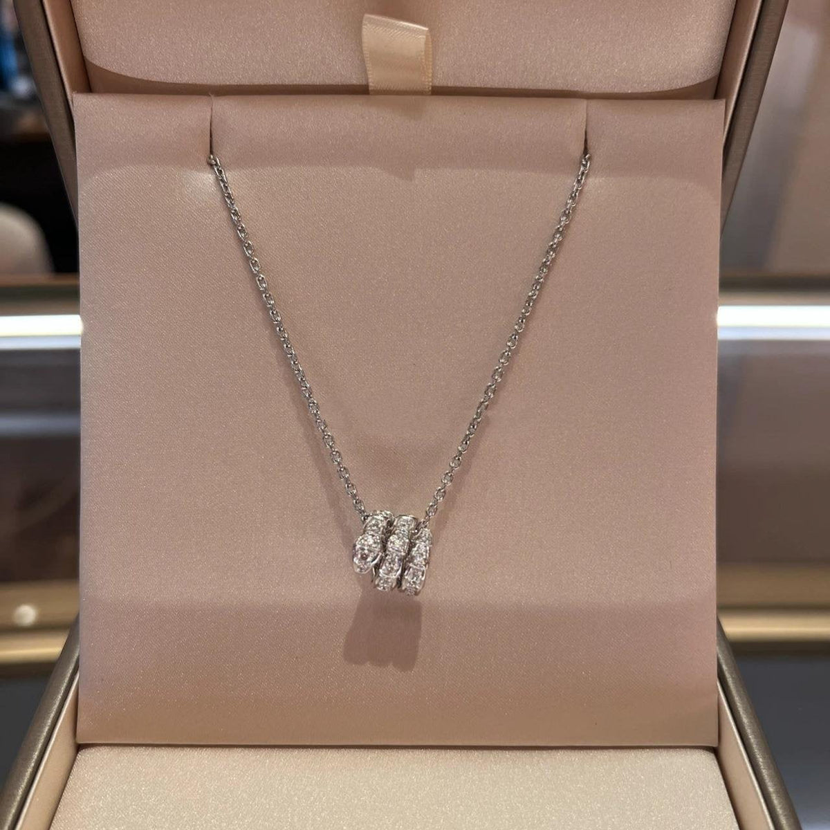 [⭐Shinejoy]セルペンティ ネックレス ダブルリング ダイヤモンド