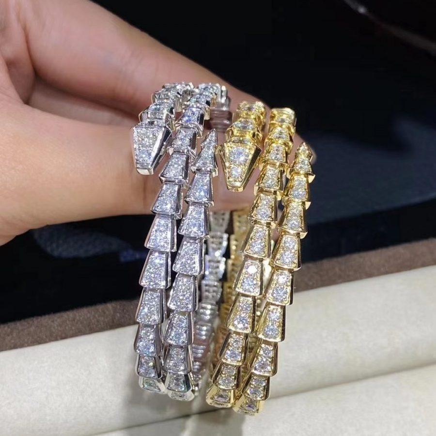 [⭐Shinejoy]SERPENTI ARMBAND GOLD DIAMANT DOPPELREIHIG