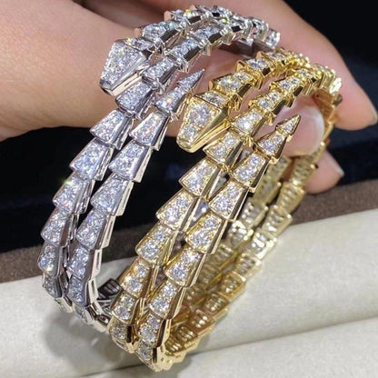 [⭐Shinejoy]SERPENTI ARMBAND GOLD DIAMANT DOPPELREIHIG
