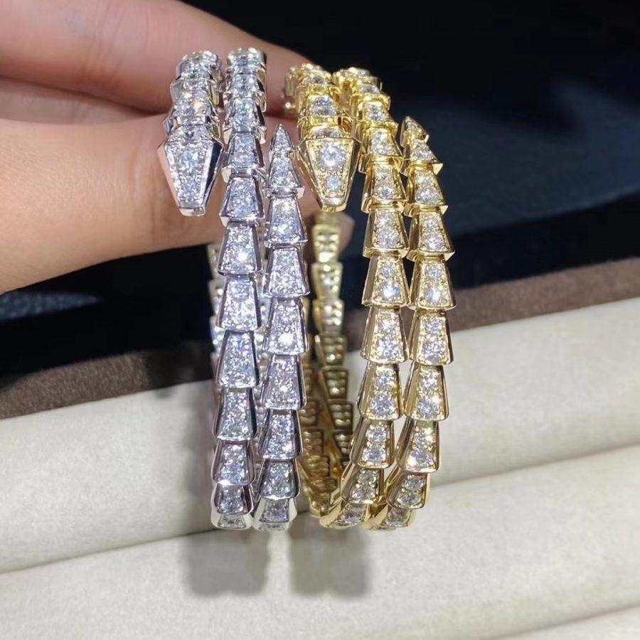 [⭐Shinejoy]SERPENTI ARMBAND GOLD DIAMANT DOPPELREIHIG