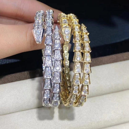 [⭐Shinejoy]SERPENTI ARMBAND GOLD DIAMANT DOPPELREIHIG