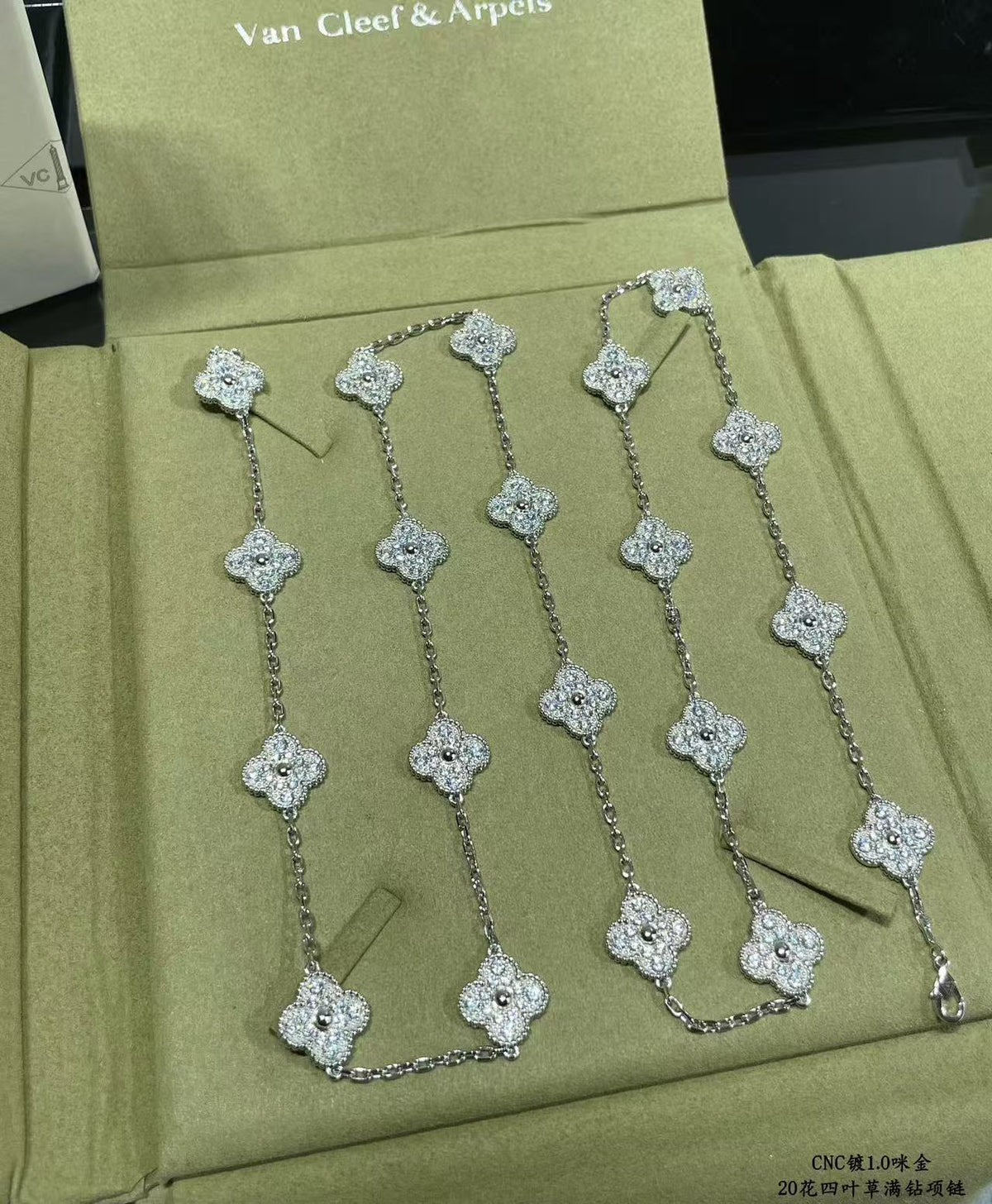 [⭐Shinejoy]クローバー 20モチーフ フルダイヤモンド ネックレス