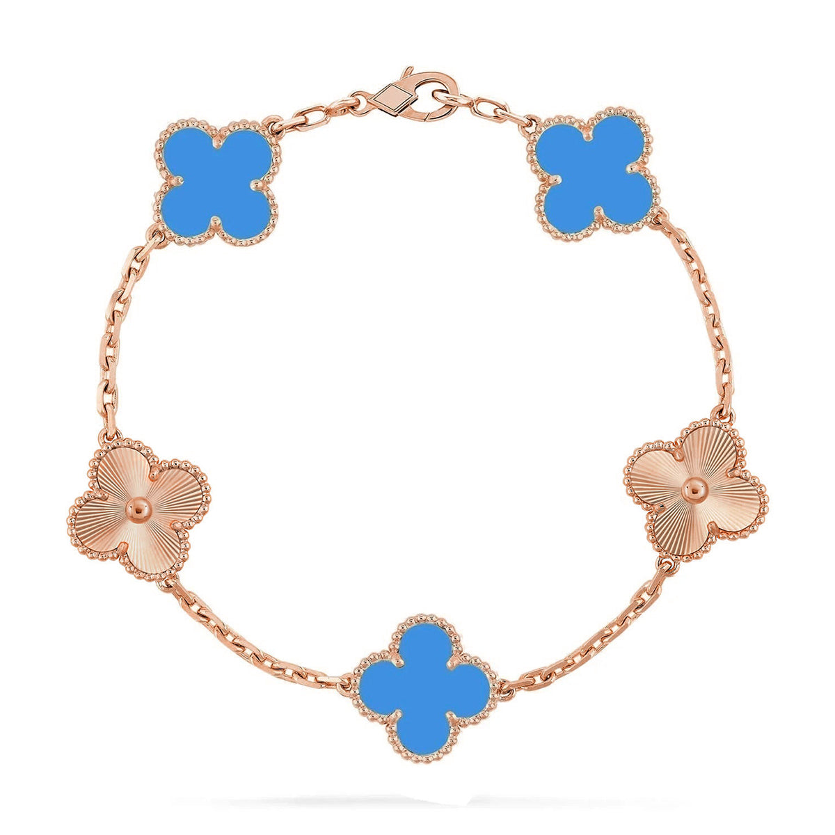 [⭐Shinejoy] CLOVER 5-MOTIV ARMBAND-KOLLEKTION AUS BLAUEM ACHAT