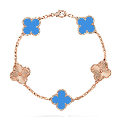 [⭐Shinejoy] CLOVER 5-MOTIV ARMBAND-KOLLEKTION AUS BLAUEM ACHAT