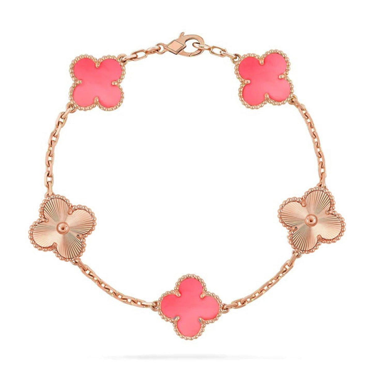 [⭐Shinejoy] CLOVER 5 MOTIFS PINK MOP ブレスレットコレクション
