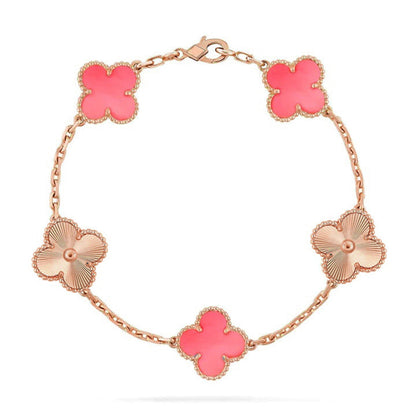 [⭐Shinejoy] CLOVER 5 MOTIFS PINK MOP ブレスレットコレクション