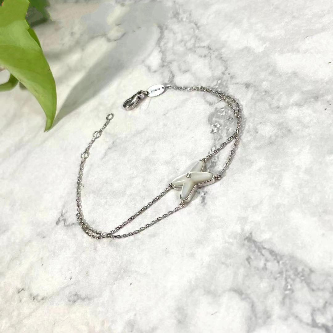 [⭐Shinejoy]JEUX BRACELET WHITE MOP SILVER 1 DIAMOND